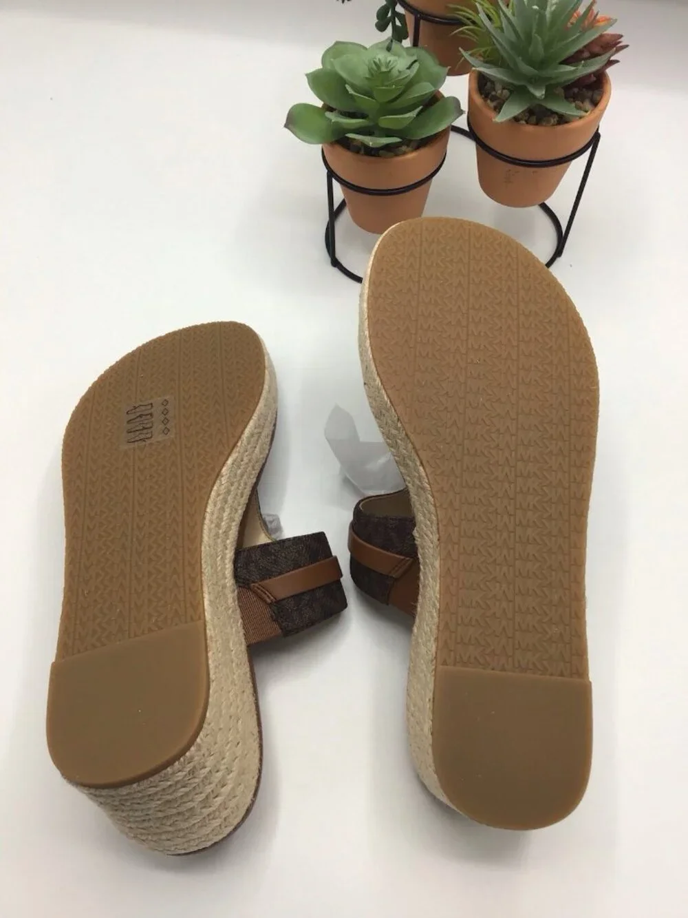 Michael Kors Women's Zoe  Platform Wedge Sandals Size 8 Brown